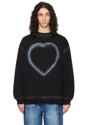 We11done Black Heart Choker Sweatshirt