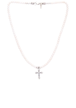 Emanuele Bicocchi Pearl Necklace With Fleury Cross in White - White. Size all.