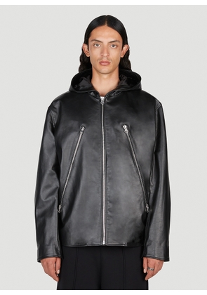 MM6 Maison Margiela Leather Hooded Jacket - Man Jackets Black M