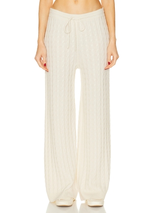 Toteme Cable Knit Trouser in Snow - Ivory. Size S (also in ).