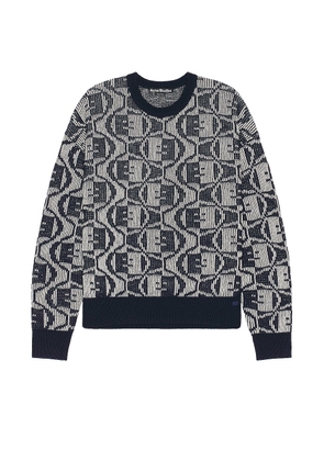 Acne Studios Argyle Sweater in Navy & Oatmeal Melange - Black. Size L (also in S, XL/1X).