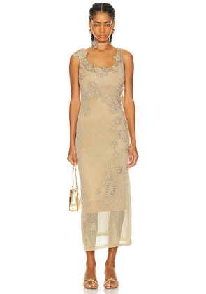 Cult Gaia Pemma Knit Crochet Coverup Dress in Gold - Metallic Gold. Size L (also in M, XS).