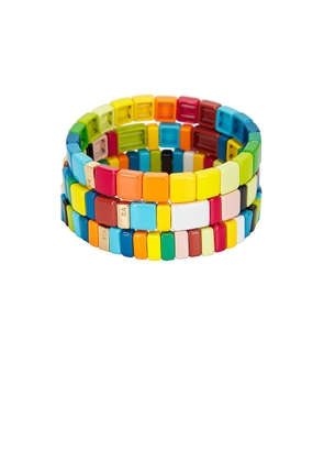 Roxanne Assoulin Rainbow Brite Bracelet Set Of 3 in Multi - Yellow. Size all.