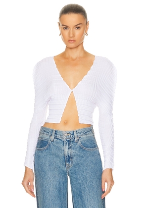 Sid Neigum Cropped Knife X Box Pleated Cardigan in White - White. Size L (also in M, S, XL, XS).