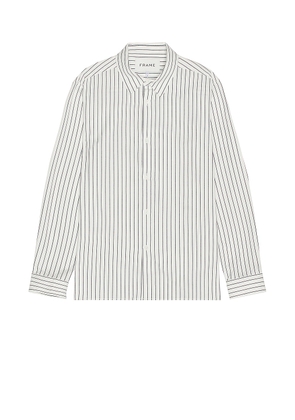 FRAME Classic Stripe Shirt in Navy Stripe & Nast - White. Size L (also in M, S).
