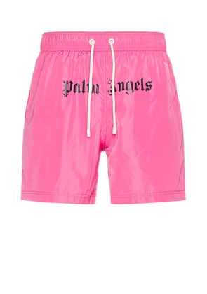 Palm Angels Classic Logo Swimshorts in Fuchsia - Pink. Size L (also in S, XL/1X).