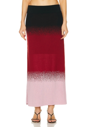 Johanna Ortiz Color Scapes Midi Skirt in Black  Lilac  & Red - Burgundy. Size L (also in M, S).