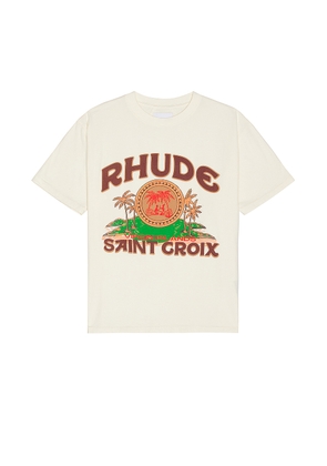 Rhude Saint Croix Tee in Vintage White - Cream. Size L (also in M, S, XL/1X).