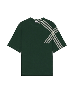 Burberry Check Pattern T-shirt in Ivy - Green. Size L (also in M, S).
