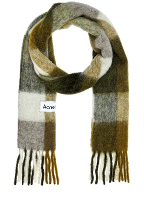 Acne Studios Heavy Scarf in Taupe  Green  & Black - Multi. Size all.
