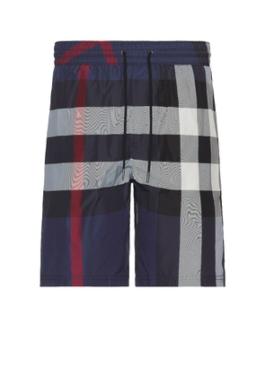 Burberry Guildes Swim Short in Carbon Blue Check - Blue. Size L (also in S).