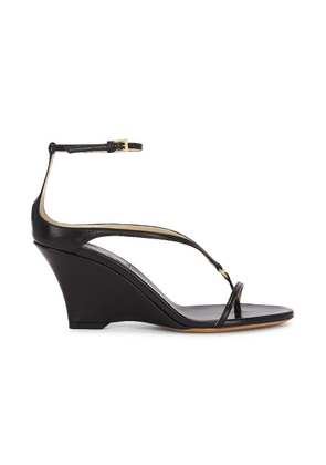 KHAITE Marion Ankle Strap Wedge Sandal in Black - Black. Size 36 (also in 36.5, 37, 39, 39.5, 40, 41).