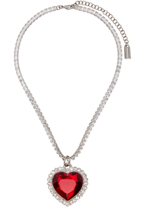 VETEMENTS Silver & Red Crystal Heart Necklace