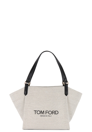 TOM FORD Amalfi Medium Tote Bag in Rope & Black - White. Size all.