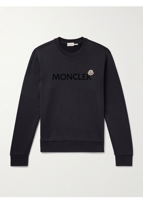 Moncler - Appliquéd Logo-Flocked Cotton-Jersey Sweatshirt - Men - Blue - XS