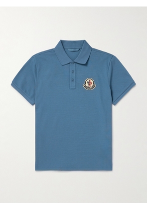 Moncler - Logo-Appliquéd Cotton-Piqué Polo Shirt - Men - Blue - S