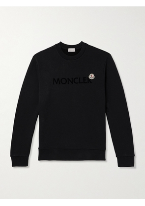 Moncler - Appliquéd Logo-Flocked Cotton-Jersey Sweatshirt - Men - Black - XS