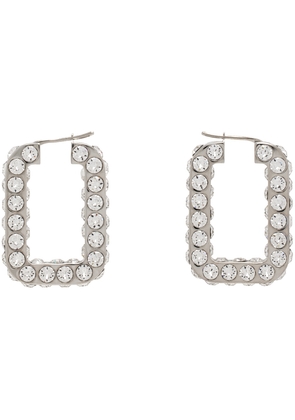 Amina Muaddi Silver Crystals Hoop Earrings