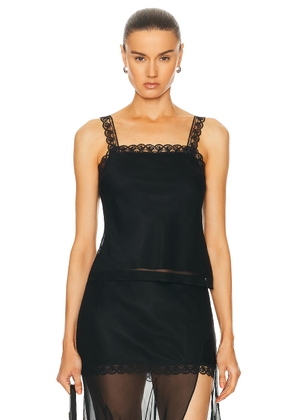 Mimchik Lace Trim Camisole Top in Black - Black. Size S (also in XS).