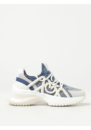 Pinko Ariel sneakers in printed denim and leather with rhinestones