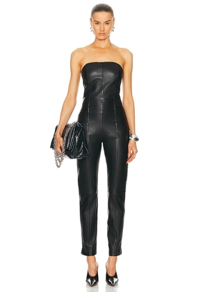 EZR Leather Jumpsuit in Black - Black. Size S (also in ).