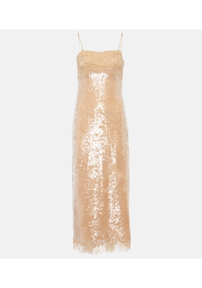 Simkhai Valentina lace-trimmed sequined slip dress