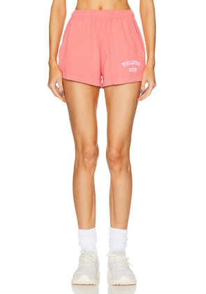 Sporty & Rich Wellness Club Flocked Disco Short in Dahlia - Pink. Size XS (also in ).