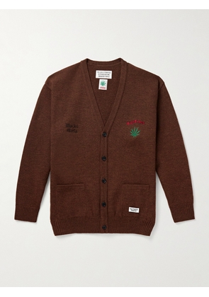Wacko Maria - High Times Embroidered Wool Cardigan - Men - Brown - S
