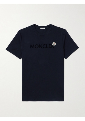 Moncler - Slim-Fit Logo-Flocked Cotton-Jersey T-Shirt - Men - Blue - XS