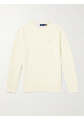 Polo Ralph Lauren - Logo-Embroidered Honeycomb-Knit Cotton Sweater - Men - Neutrals - XS