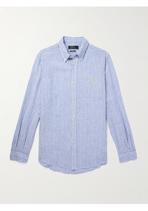 Polo Ralph Lauren - Button-Down Collar Logo-Embroidered Striped Linen Shirt - Men - Blue - XS