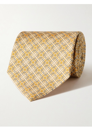 FERRAGAMO - 8cm Logo-Print Silk-Twill Tie - Men - Yellow