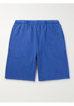 Les Tien - Rider Pigment-Dyed Straight-Leg Cotton-Jersey Shorts - Men - Blue - S