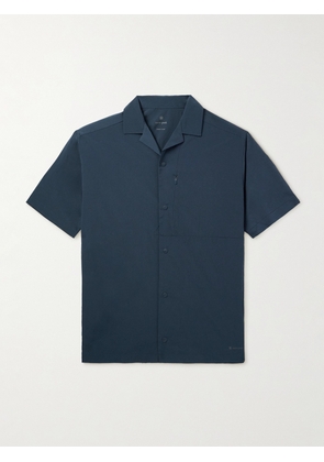Snow Peak - Camp-Collar Logo-Print Primeflex™ Dot Air® Shirt - Men - Blue - S