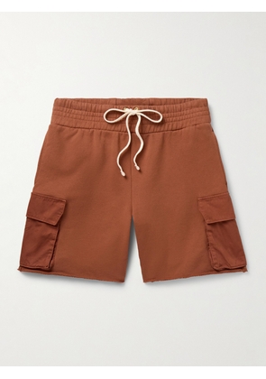 Les Tien - Yacht Straight-Leg Poplin-Trimmed Garment-Dyed Cotton-Jersey Drawstring Cargo Shorts - Men - Brown - S