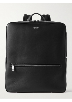 FERRAGAMO - Webbing-Trimmed Leather Backpack - Men - Black