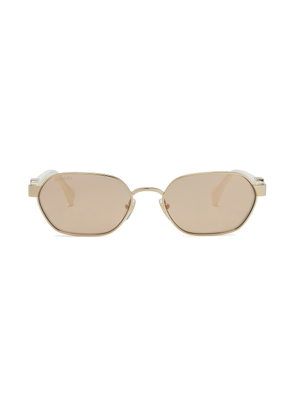 Gucci Geometric Sunglasses In Gold & Ivory in Gold & Ivory - Metallic Gold. Size all.