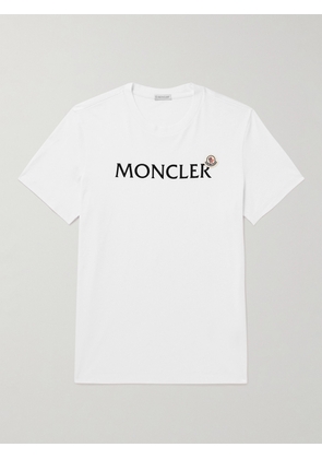 Moncler - Slim-Fit Logo-Flocked Cotton-Jersey T-Shirt - Men - White - XS