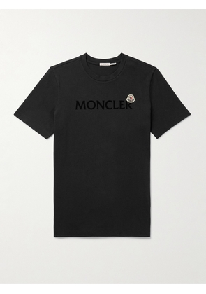 Moncler - Slim-Fit Logo-Flocked Appliquéd Cotton-Jersey T-Shirt - Men - Black - XS