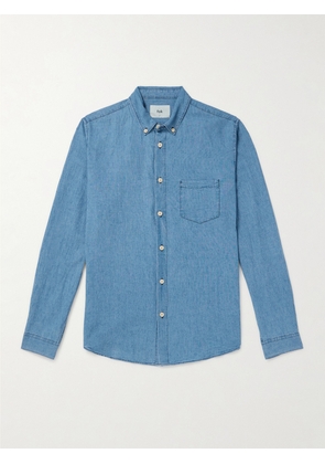 Folk - Button-Down Collar Linen and Cotton-Blend Chambray Shirt - Men - Blue - 1