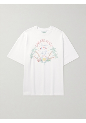 Casablanca - Crayon Tennis Club Logo-Print Organic Cotton-Jersey T-Shirt - Men - White - XS