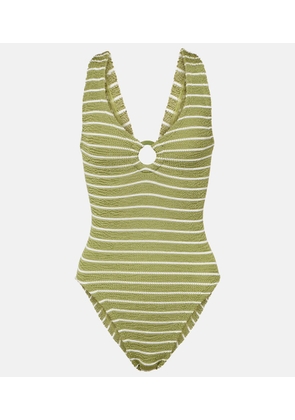 Hunza G Celine striped ring-detail swimsuit