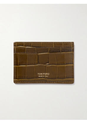 TOM FORD - Croc-Effect Leather Cardholder - Men - Brown