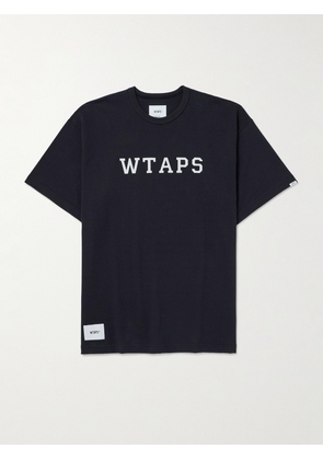 WTAPS - Logo-Print Appliquéd Cotton-Jersey T-Shirt - Men - Blue - S