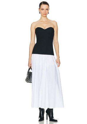 Helsa Faille Colorblock Midi Dress in Black & White - Black,White. Size M (also in ).