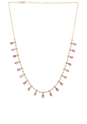 Siena Jewelry Drop Necklace in 14k Yellow Gold  Diamond  & Pink Sapphire - Metallic Gold. Size all.