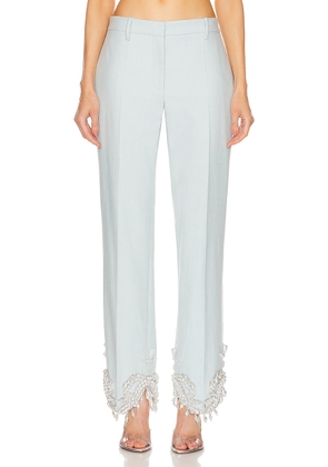 Wiederhoeft Embroidered Pearl & Crystal Trouser in Light Blue - Baby Blue. Size 36 (also in 38, 40, 42).