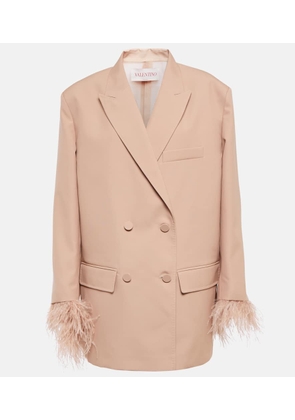 Valentino Feather-trimmed double-breasted blazer