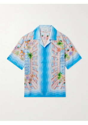 Casablanca - Le Plongeon Camp-Collar Printed Silk Shirt - Men - Blue - XS