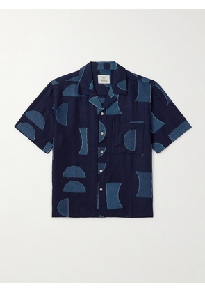 Folk - Oversized Convertible-Collar Cotton-Jacquard Shirt - Men - Blue - 1